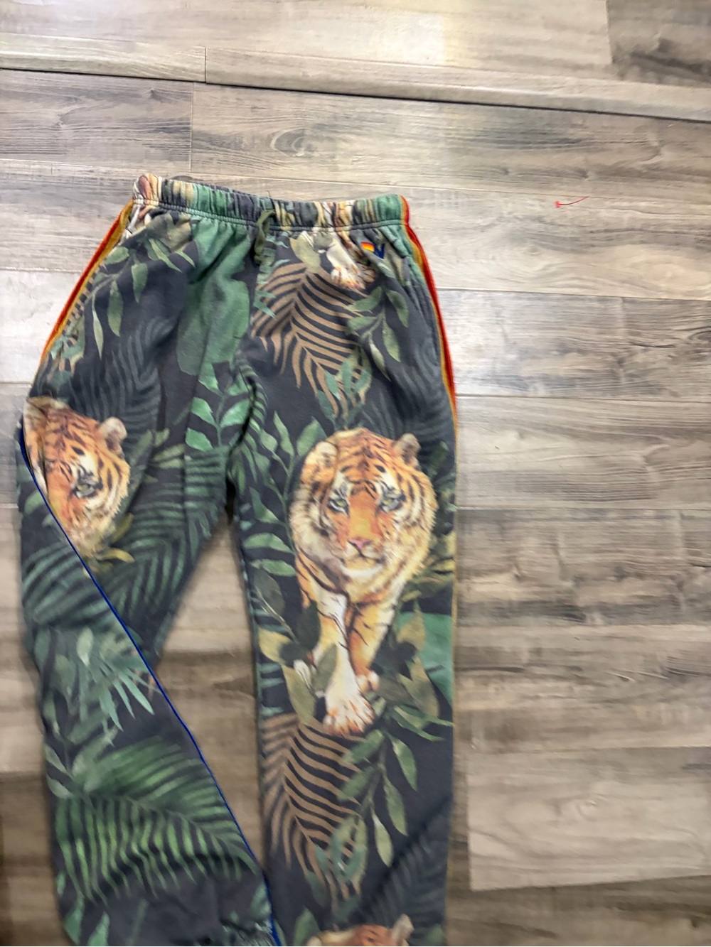 Aviator Nation Velvet Tiger Jungle Rainbow Stripe Jogger Sweatpants Super Rare - Picture 5 of 12
